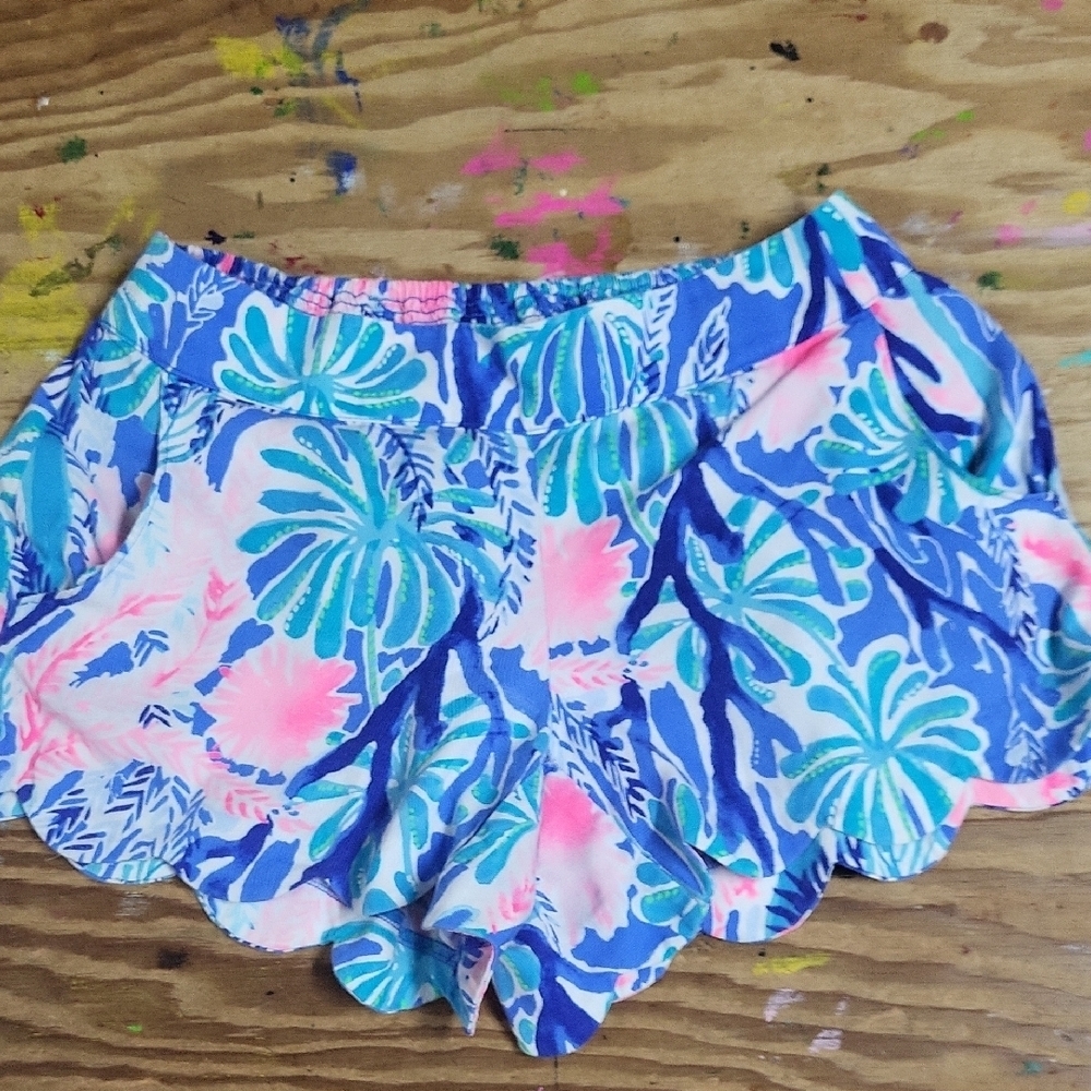 Lilly Pulitzer High Waist Tropical Blue Shorts small EUC